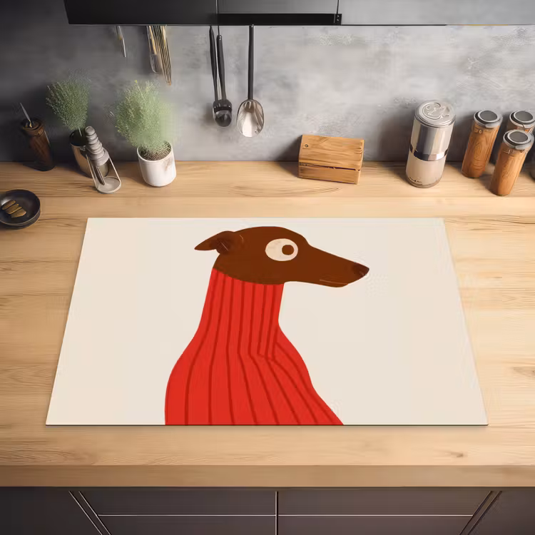 Silhouet - Hond - Trui - Rood Inductie beschermer vinyl 3mm klein -sfeer5