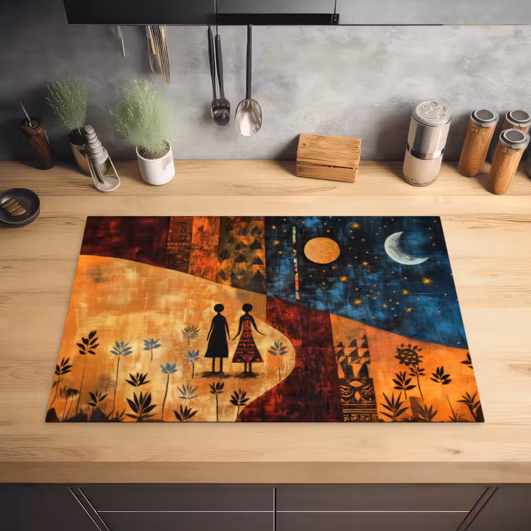 Silhouetten - Abstract - Zon - Maan Inductie beschermer vinyl 3mm klein -sfeer5