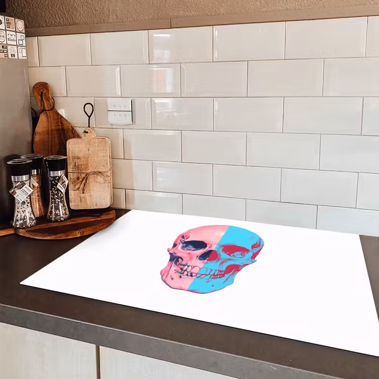 Schedel - Grafisch - Roze - Verdeeld Inductie beschermer vinyl 3mm klein -sfeer3