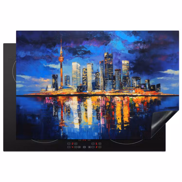 Skyline Toronto - Modern - Stadslicht - Blauw Inductie beschermer vinyl 3mm klein -3d