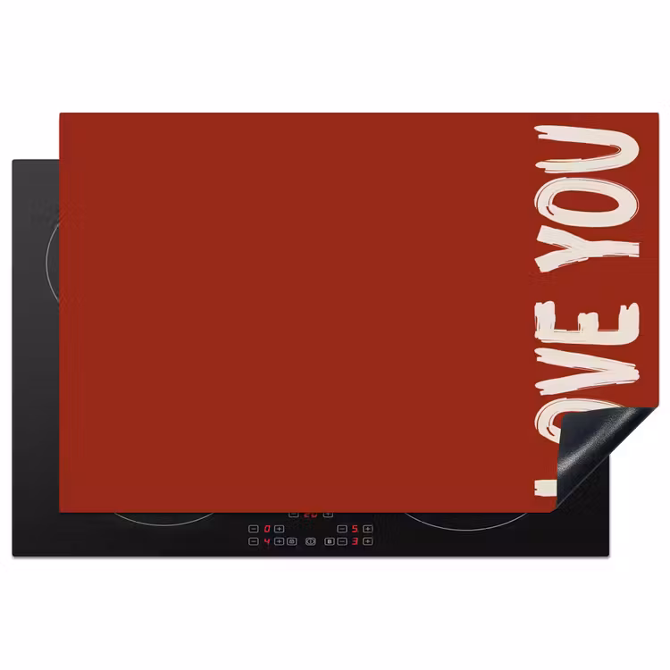 Schuin - Loveyou - Rood Inductie beschermer vinyl 3mm klein -3d