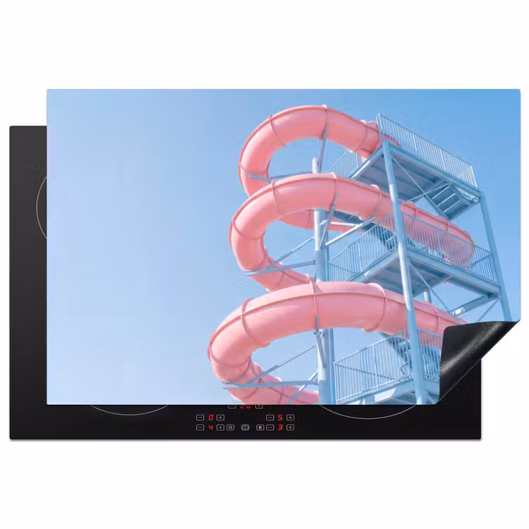 Glijbaan - Waterpark - Spiraal - Modern - Roze Inductie beschermer vinyl 3mm klein -3d