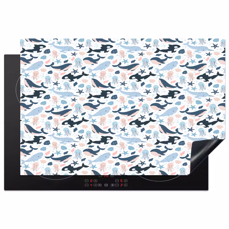 Klein - Oceaan - Walvissen - Octopus Inductie beschermer vinyl 3mm klein 276 -3d
