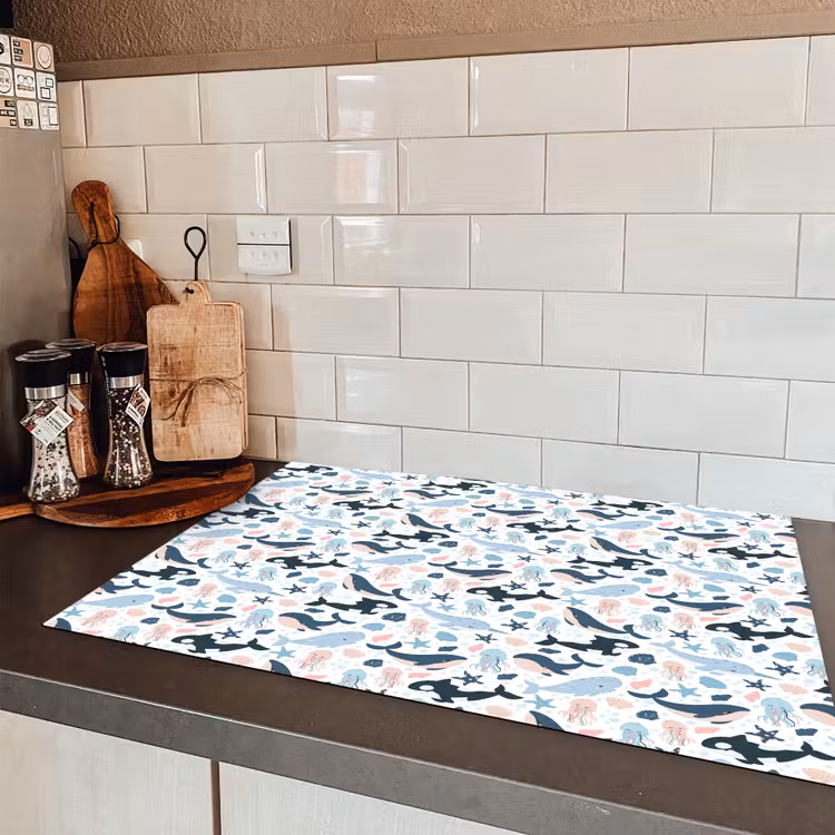 Klein - Oceaan - Walvissen - Octopus Inductie beschermer vinyl 3mm klein 276 -sfeer3