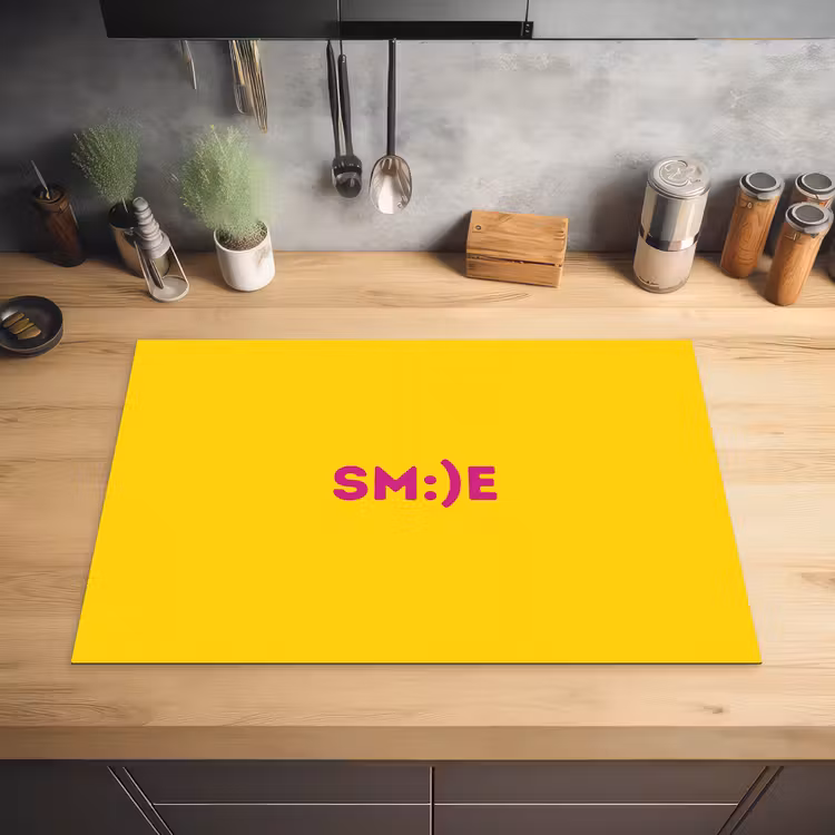 Smile - Roze - Geel Inductie beschermer vinyl 3mm klein -sfeer5