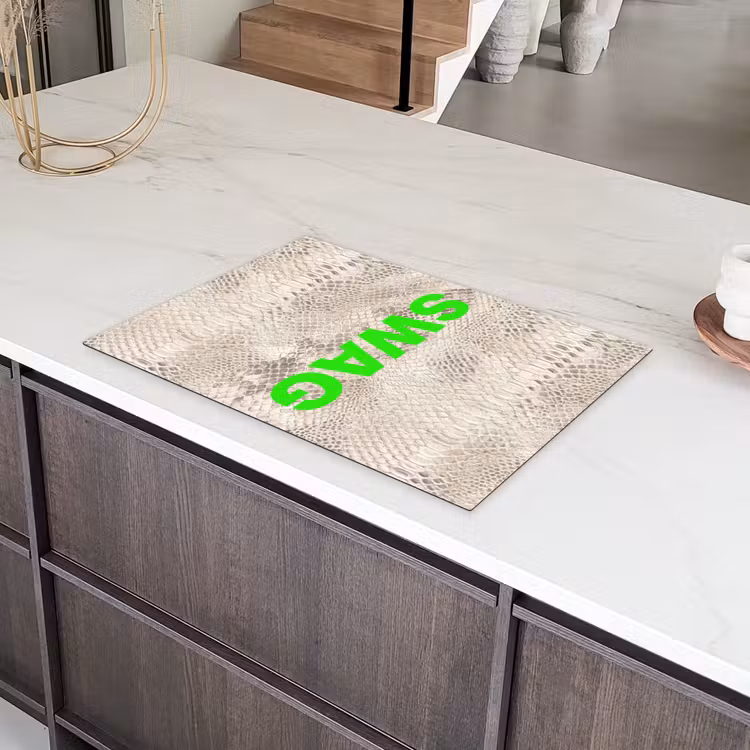 Slangenprint - SWAG - Neon - Groen Inductie beschermer vinyl 3mm klein -sfeer8