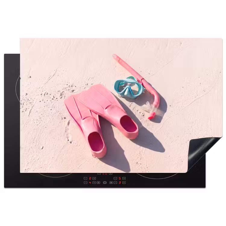 Snorkelset - Strand - Zomer - Roze Inductie beschermer vinyl 3mm klein -3d