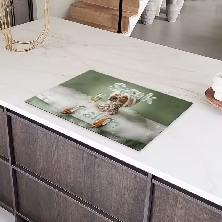 Soak it all in - Hond - Bad Inductie beschermer vinyl 3mm klein -sfeer8
