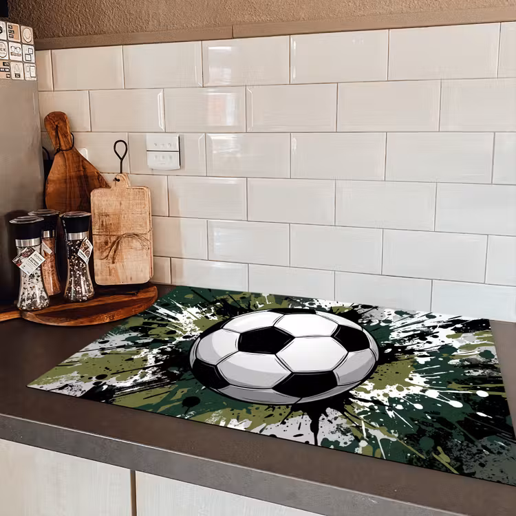 Voetbal - Verf - Spetters - Groen Inductie beschermer vinyl 3mm klein -sfeer3