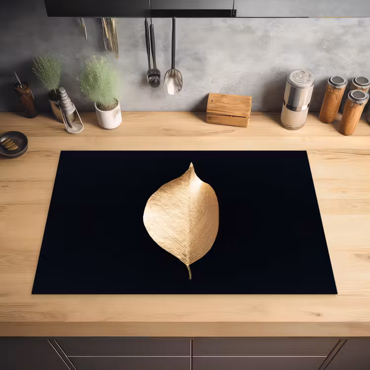 Solitair blad in goud Inductie beschermer vinyl 3mm klein -sfeer5