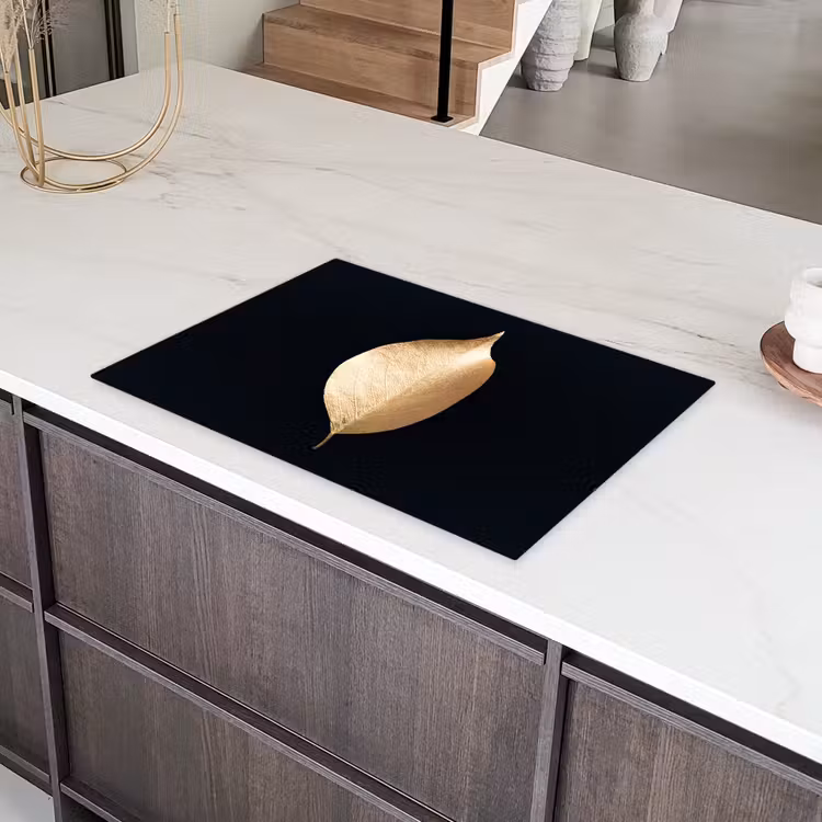 Solitair blad in goud Inductie beschermer vinyl 3mm klein -sfeer8