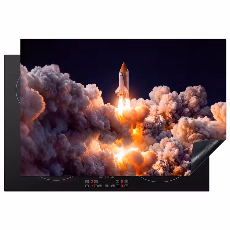 Induction Hob Cover - Spacecraft - Launch - Stars - Ruimtevaartuig - Lancering - Sterren Inductie beschermer vinyl 3mm klein