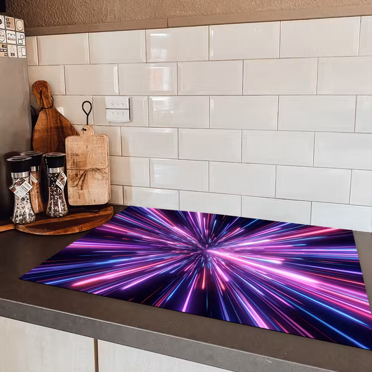 Lichtsnelheid - Ruimte - Roze - Paars Inductie beschermer vinyl 3mm klein -sfeer3