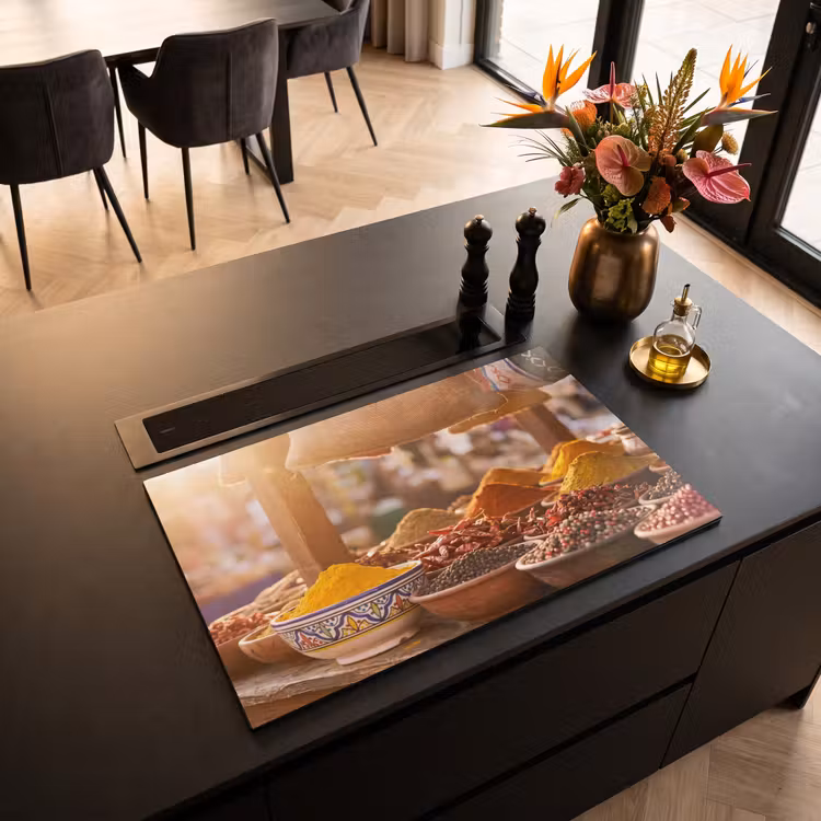 Induction Hob Cover - Spices - Market - Colorful - Specerijen - Markt - Kleurrijk Inductie beschermer vinyl 3mm klein