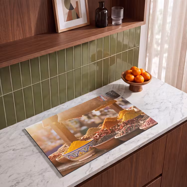 Induction Hob Cover - Spices - Market - Colorful - Specerijen - Markt - Kleurrijk Inductie beschermer vinyl 3mm klein
