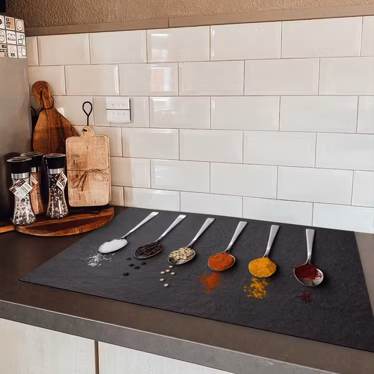 Specerijen - Lepels - Tafel - Rustiek - Kruiden Inductie beschermer vinyl 3mm klein -sfeer3