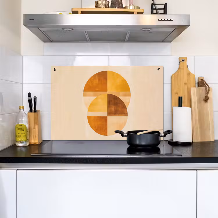 Cirkels - Geel - Minimalistisch Inductie beschemer met haakjes klein -sfeer2