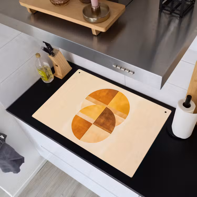 Cirkels - Geel - Minimalistisch Inductie beschemer met haakjes klein -sfeer1