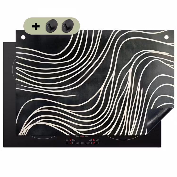 Lijnen - Patroon - Abstract - Wit Inductie beschemer met haakjes klein -3d