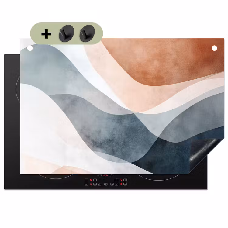 Abstract - Golven - Blauw Inductie beschemer met haakjes klein -3d