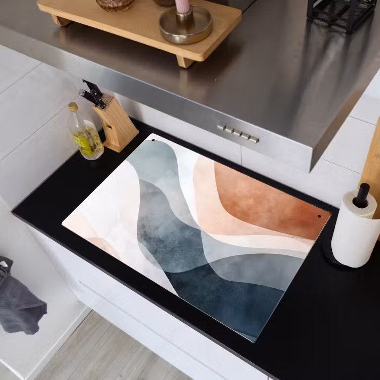 Abstract - Golven - Blauw Inductie beschemer met haakjes klein -sfeer1