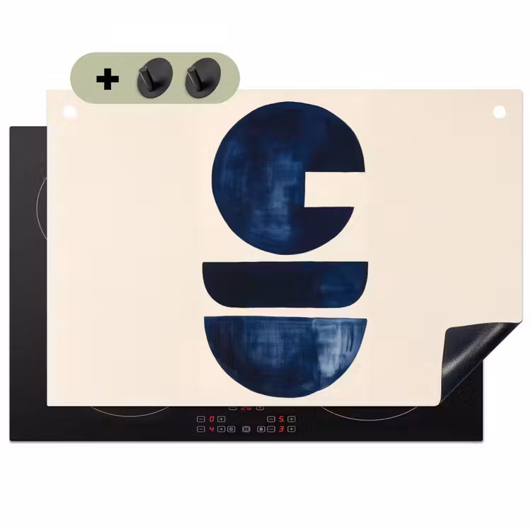 Vormen - Blauw - Abstract Inductie beschemer met haakjes klein -3d