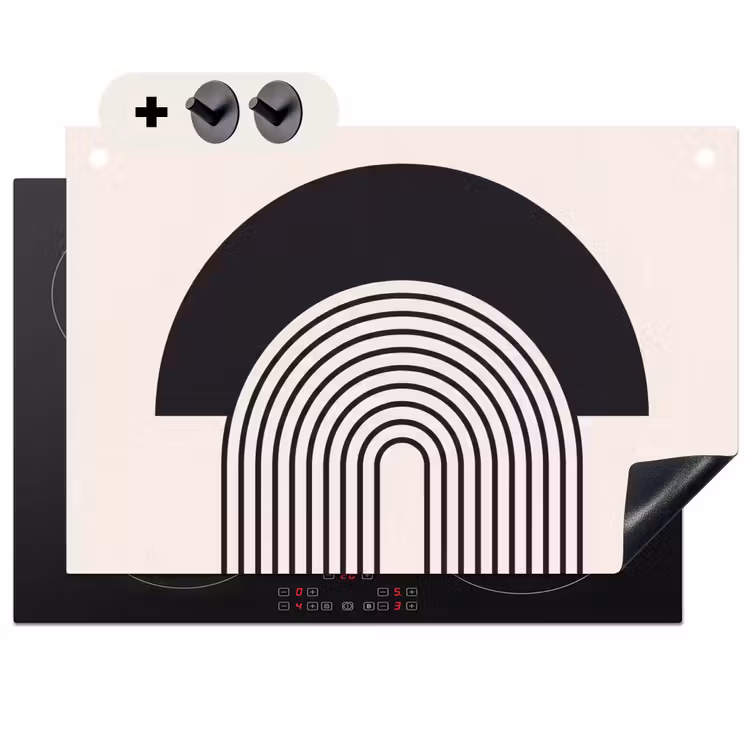 Induction Hob Cover & Splashback (2-in-1) - Abstract - Arch - Modern - Abstract - Boog - Modern Inductie beschemer met haakjes klein