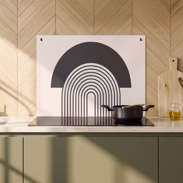 Induction Hob Cover & Splashback (2-in-1) - Abstract - Arch - Modern - Abstract - Boog - Modern Inductie beschemer met haakjes klein