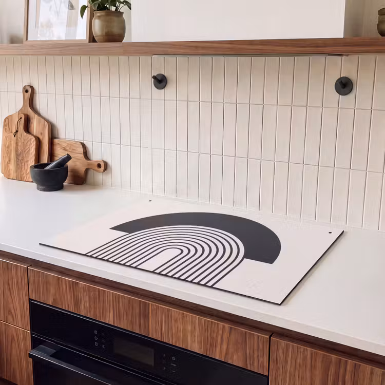 Induction Hob Cover & Splashback (2-in-1) - Abstract - Arch - Modern - Abstract - Boog - Modern Inductie beschemer met haakjes klein