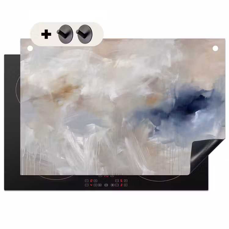 Abstract - Wolken - Sfeer - Modern - Beige Inductie beschemer met haakjes klein -3d
