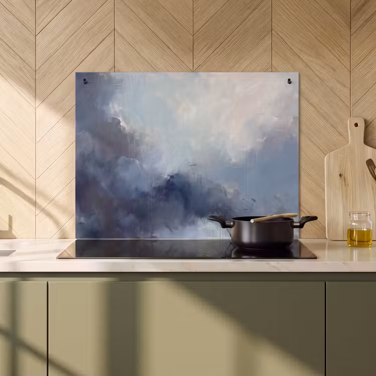 Abstract - Wolken - Modern - Blauw - Kunst Inductie beschemer met haakjes klein -sfeer2