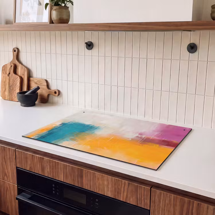 Abstract - Kleurrijk - Modern - Kunst - Oranje Inductie beschemer met haakjes klein -sfeer1