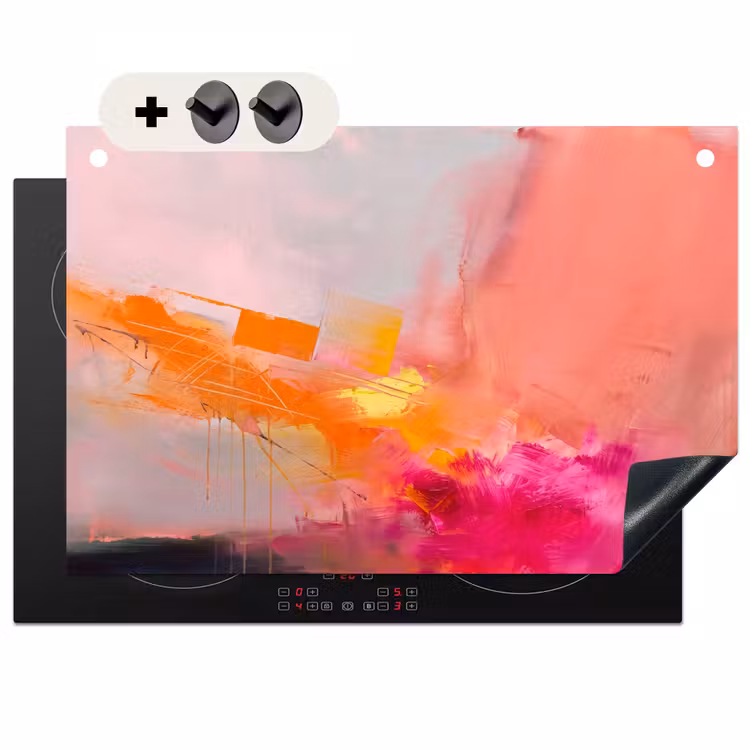 Abstract - Kleurrijk - Modern - Roze Inductie beschemer met haakjes klein -3d