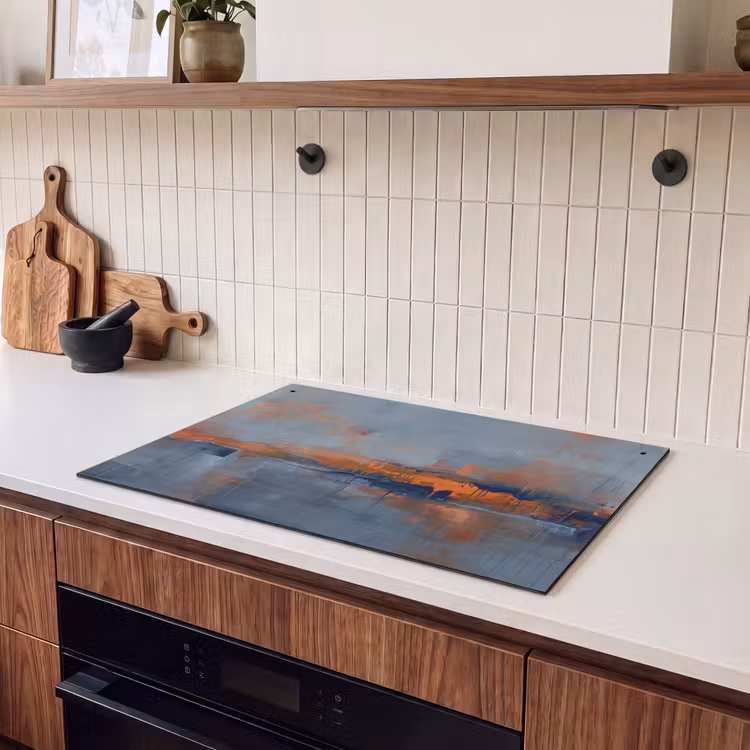 Abstract - Kleuren - Modern - Oranje - Grijs Inductie beschemer met haakjes klein -sfeer1