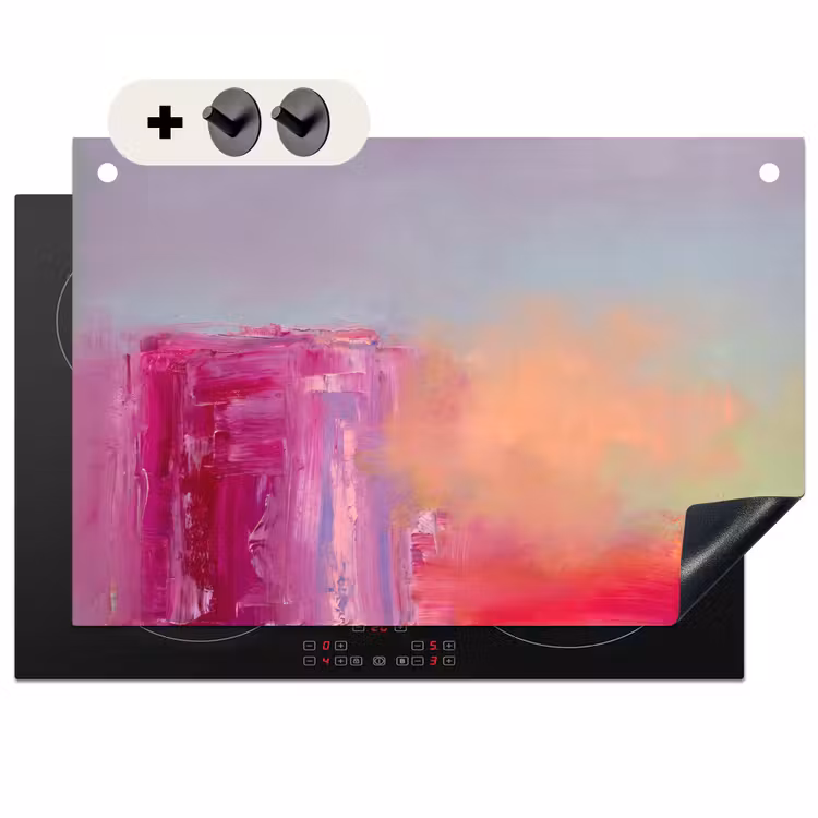 Abstract - Kleuren - Modern - Roze Inductie beschemer met haakjes klein -3d
