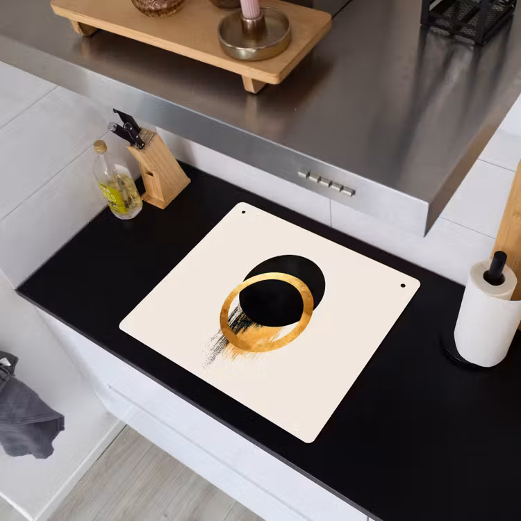 Abstract ontwerp - Zwarte cirkel - Verfvlekken Inductie beschemer met haakjes middel -sfeer1