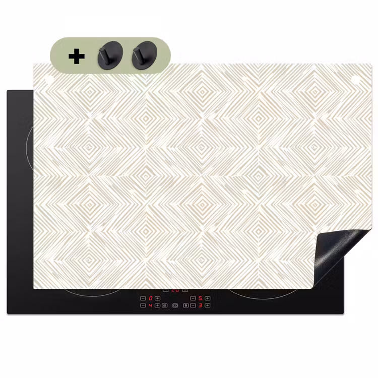 Abstract - Ruiten - Beige Inductie beschemer met haakjes klein 777 -3d
