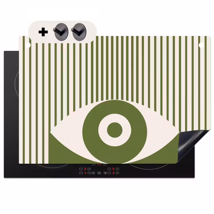 Abstract - Oog - Strepen - Modern - Groen Inductie beschemer met haakjes klein -3d