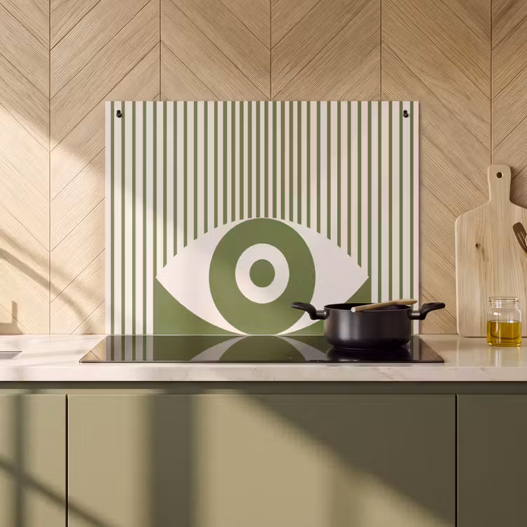 Abstract - Oog - Strepen - Modern - Groen Inductie beschemer met haakjes klein -sfeer2