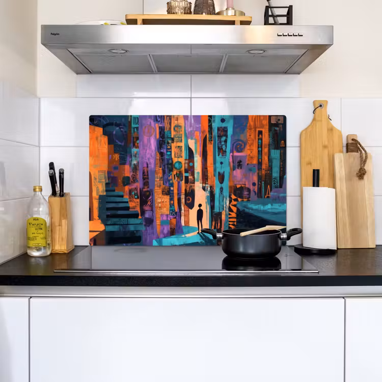 Abstract - Figuren - Kleurrijk Inductie beschemer met haakjes klein -sfeer2