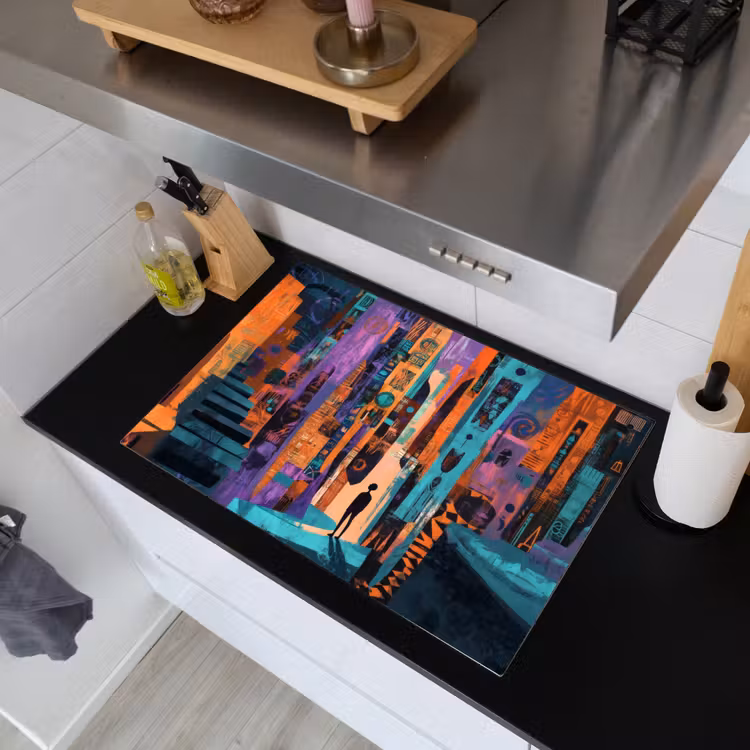 Abstract - Figuren - Kleurrijk Inductie beschemer met haakjes klein -sfeer1