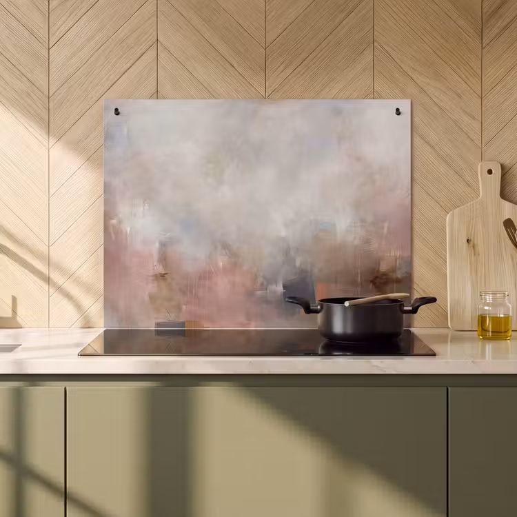 Abstract - Vloeiend - Kunst - Modern - Beige Inductie beschemer met haakjes klein -sfeer2
