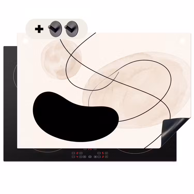 Induction Hob Cover & Splashback (2-in-1) - Abstract - Forms - Art - Abstract - Vormen - Kunst Inductie beschemer met haakjes klein
