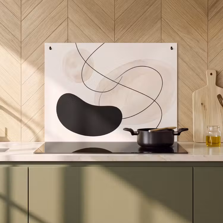Induction Hob Cover & Splashback (2-in-1) - Abstract - Forms - Art - Abstract - Vormen - Kunst Inductie beschemer met haakjes klein