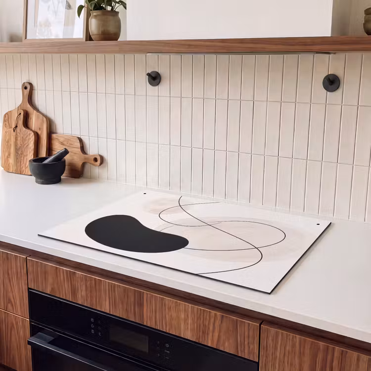 Induction Hob Cover & Splashback (2-in-1) - Abstract - Forms - Art - Abstract - Vormen - Kunst Inductie beschemer met haakjes klein