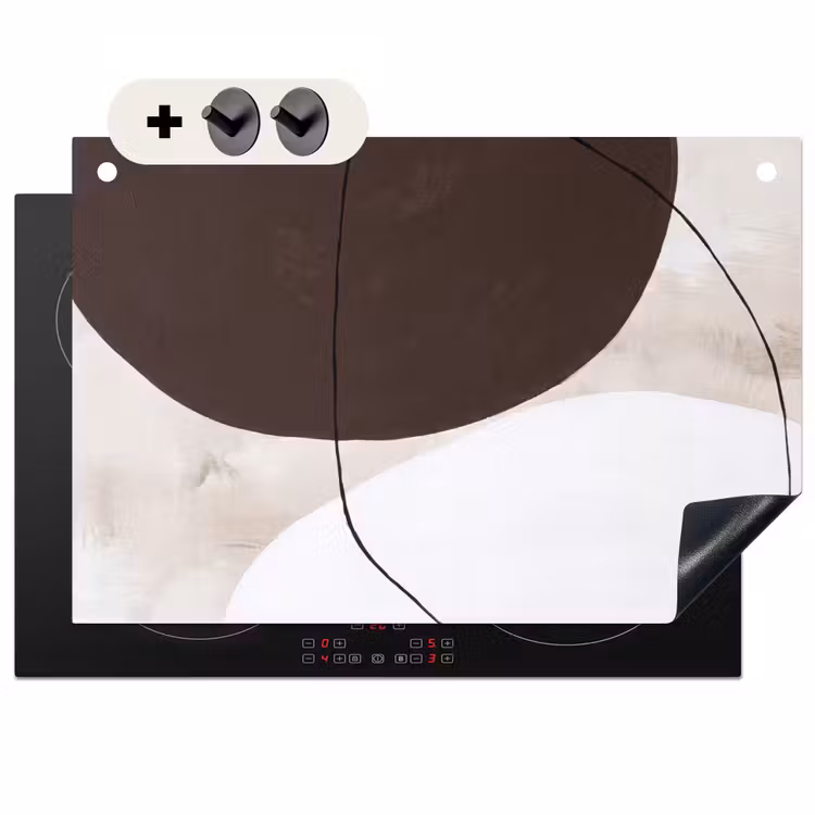 Induction Hob Cover & Splashback (2-in-1) - Abstract - Forms - Modern - Abstract - Vormen - Modern Inductie beschemer met haakjes klein