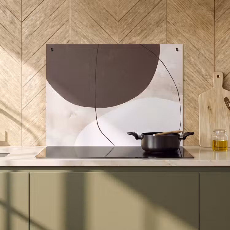 Induction Hob Cover & Splashback (2-in-1) - Abstract - Forms - Modern - Abstract - Vormen - Modern Inductie beschemer met haakjes klein
