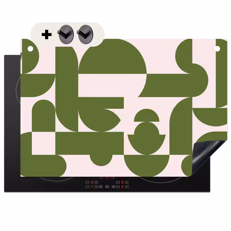 Abstract - Geometrie - Modern - Groen - Wit Inductie beschemer met haakjes klein -3d