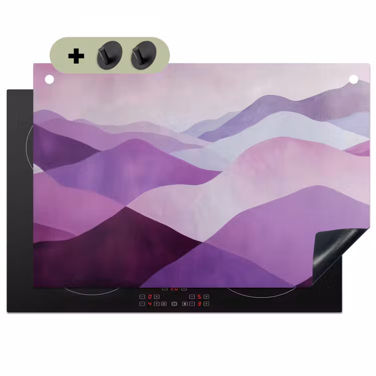 Abstract - Heuvels - Landschap - Paars Inductie beschemer met haakjes klein -3d