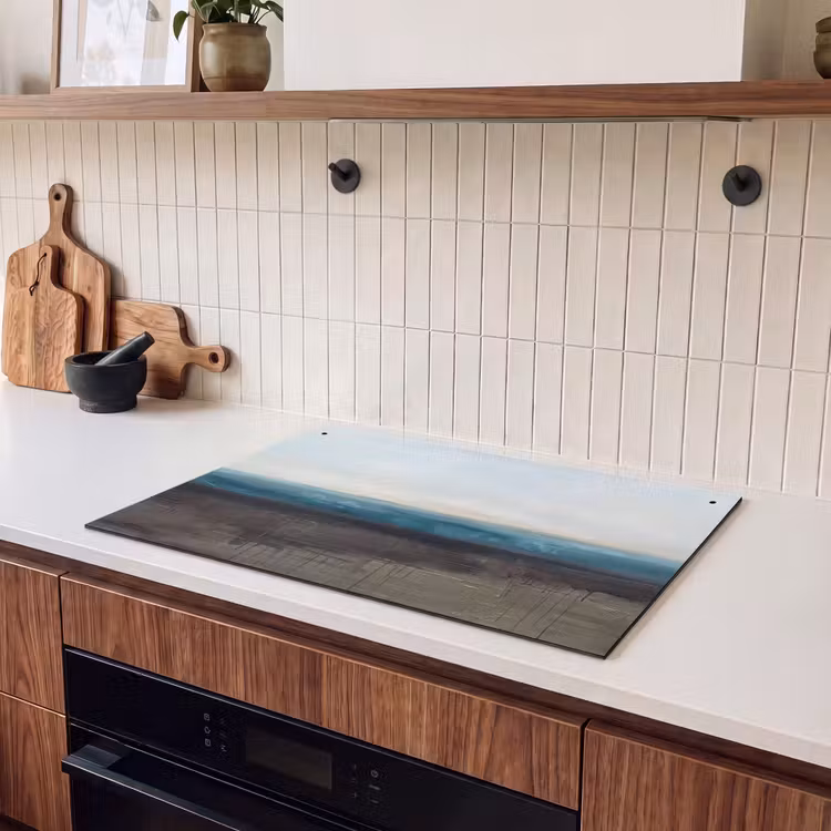 Abstract - Landschap - Horizon - Blauw - Modern Inductie beschemer met haakjes klein -sfeer1
